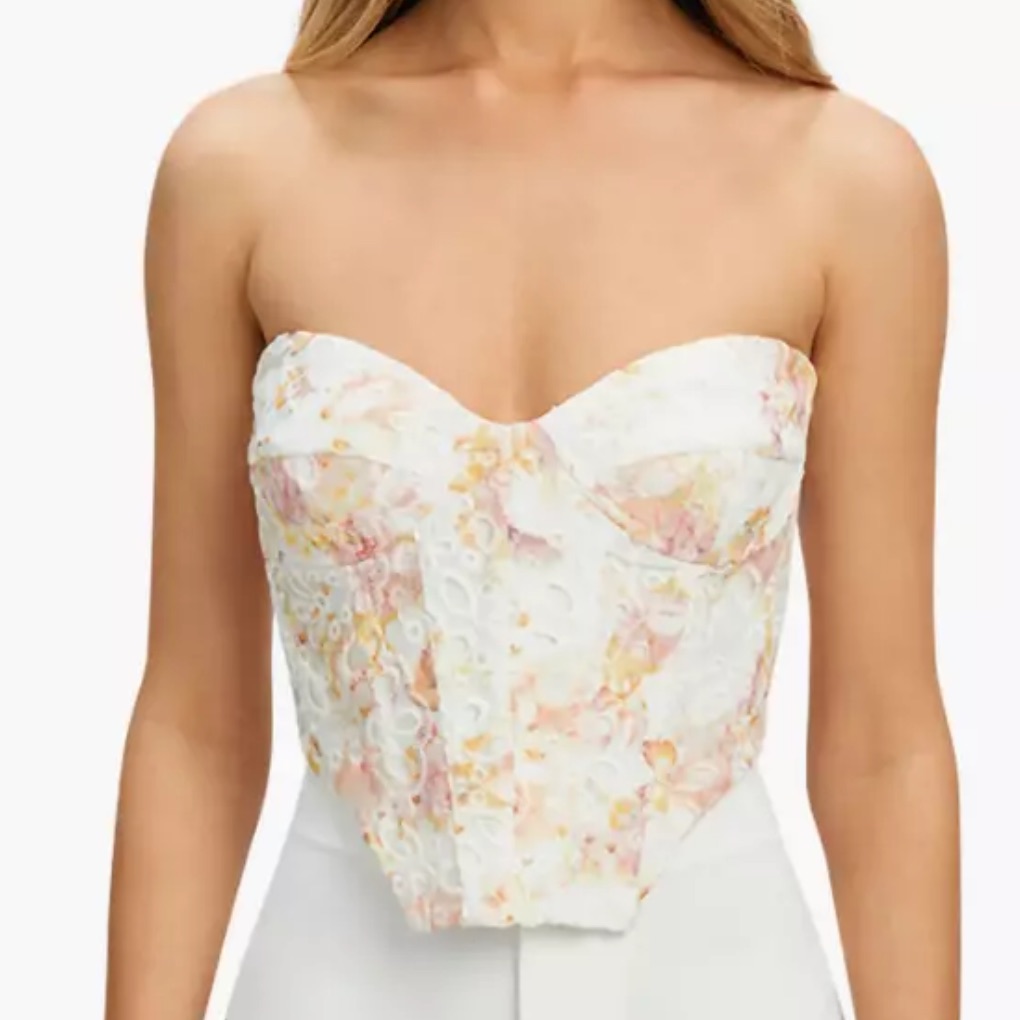 Bardot Lila Bustier Corset Sunny Floral Eyelet Top Us 8 New With Tags